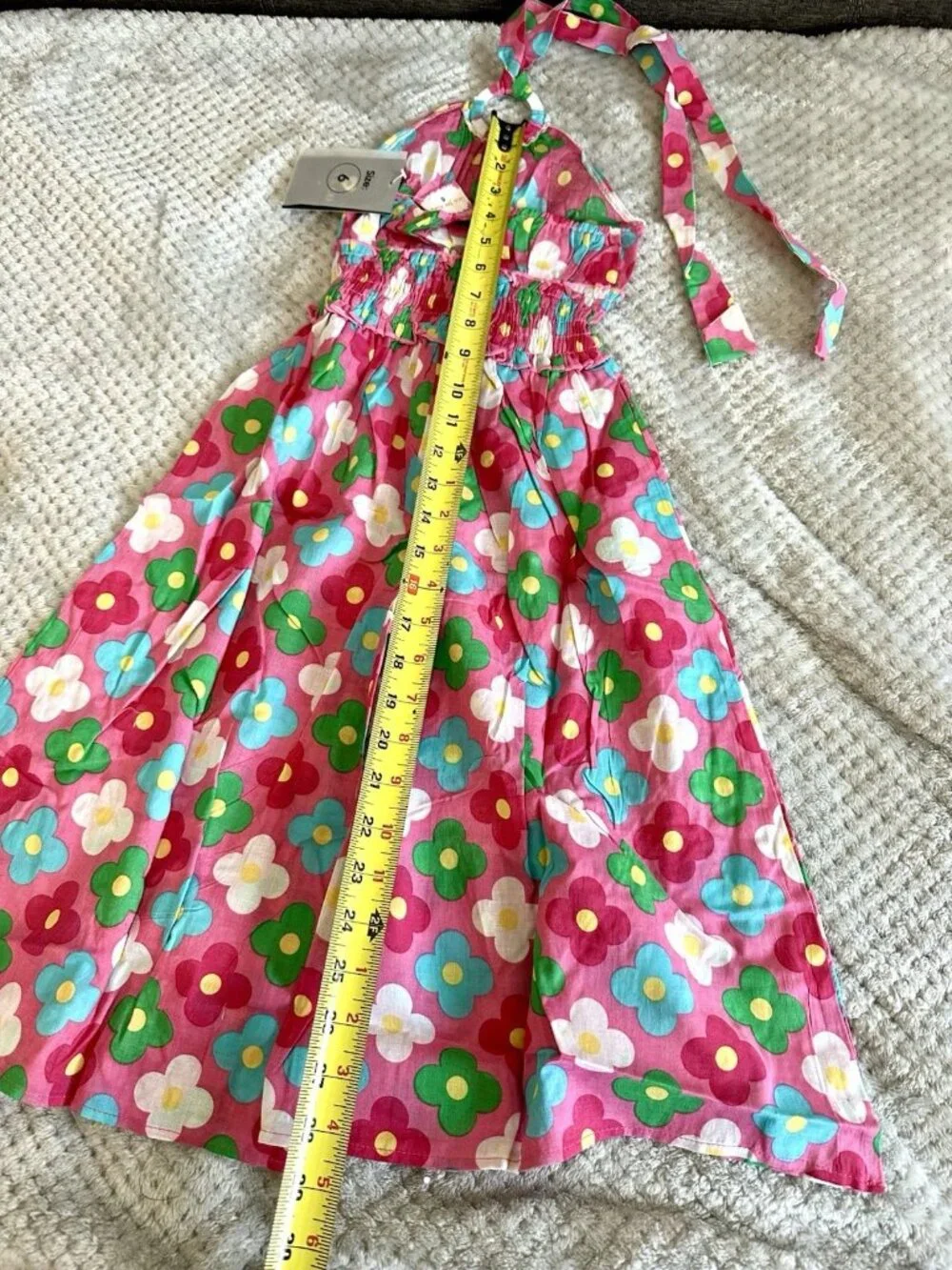 Girls Size 6 Floral Jumpsuit Pink Halter Wide Leg Smocked Romper NWT 0521